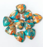 5MM-20MM Natural Oyster Copper Turquoise Trillion Cabochon Gemstone, AAA Oyster Copper Turquoise Cabochon Trillion Calibrated For Jewelry