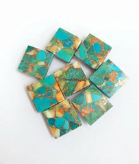 5MM-20MM Natural Oyster Copper Turquoise Square Cabochon Gemstone, AAA Oyster Copper Turquoise Smooth Square Cabochon Calibrated For Jewelry