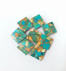 5MM-20MM Natural Oyster Copper Turquoise Square Cabochon Gemstone, AAA Oyster Copper Turquoise Smooth Square Cabochon Calibrated For Jewelry