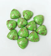 5MM-20MM Natural Green Copper Turquoise Trillion Cabochon Gemstone, AAA Green Copper Turquoise Cabochon Trillion Calibrated For Jewelry