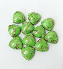 5MM-20MM Natural Green Copper Turquoise Trillion Cabochon Gemstone, AAA Green Copper Turquoise Cabochon Trillion Calibrated For Jewelry