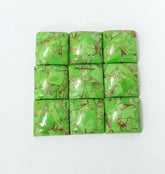 5MM-20MM Natural Green Copper Turquoise Square Cabochon Gemstone, AAA Green Copper Turquoise Cabochon Square Calibrated For Jewelry