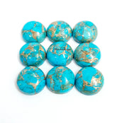 3MM-20MM Natural Blue Copper Turquoise Round Cabochon Gemstone, AAA Blue Copper Turquoise Cabochon Round Calibrated Loose For Jewelry