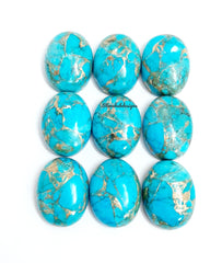 4x6MM-20x30MM Natural Blue Copper Turquoise Oval Cabochon Gemstone, AAA Blue Copper Turquoise Cabochon Oval Calibrated Loose For Jewelry