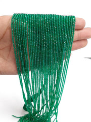 2-2.50MM Natural Green Onyx Micro Cut Faceted Rondelle Beads, 13" Strand, Super Fine Quality, green onyx rondelle beads for jewelry
