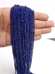 2-2.50MM Natural Lapis Lazuli micro Faceted Rondelle Beads | Blue Bead | Rondelle Bead| AAA Bead| tiny Lapis Lazuli beads for jewelry
