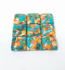 5MM-20MM Natural Oyster Copper Turquoise Square Cabochon Gemstone, AAA Oyster Copper Turquoise Smooth Square Cabochon Calibrated For Jewelry