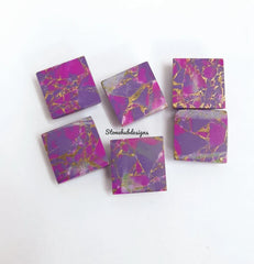 Natural Purple Copper Turquoise Square Cabochon Gemstone, AAA Purple Copper Turquoise Cabochon Square Calibrated For Jewelry