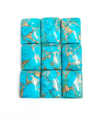 Natural Blue Copper Turquoise Octagon Cabochon Gemstone, AAA Blue Copper Turquoise Smooth Cabochon Octagon Calibrated For Jewelry