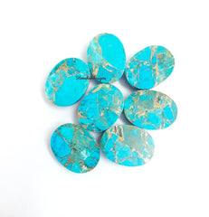 4x6MM-20x30MM Natural Blue Copper Turquoise Oval Cabochon Gemstone, AAA Blue Copper Turquoise Cabochon Oval Calibrated Loose For Jewelry