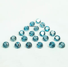 3MM, 3.50MM, 4MM, 4.50MM, 5MM Natural London Blue Topaz Faceted Round Gemstone, AAA London Topaz Faceted Round Calibrated Stone for Jewelry