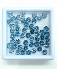 3MM, 3.50MM, 4MM, 4.50MM, 5MM Natural London Blue Topaz Faceted Round Gemstone, AAA London Topaz Faceted Round Calibrated Stone for Jewelry
