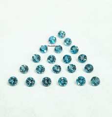 3MM, 3.50MM, 4MM, 4.50MM, 5MM Natural London Blue Topaz Faceted Round Gemstone, AAA London Topaz Faceted Round Calibrated Stone for Jewelry