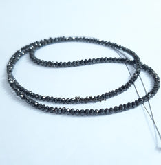 Natural Black Diamond Faceted Rondelle Beads, Black Diamond Necklace, Diamond Faceted Beads, AAA Natural Black Diamond For Jewelry