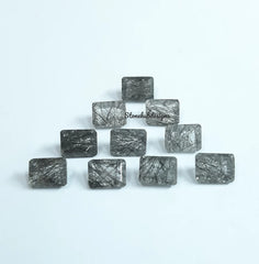 5X7MM, 6X8MM, 7X9MM, 8X10MM Natural Black Rutile Faceted Octagon Cut Gemstone, AAA Quality Black Rutile Quartz Octagon Cut stone for jewelry