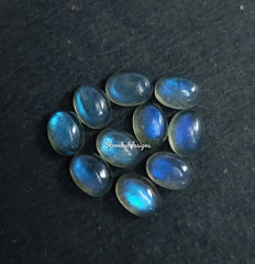 10 pieces Natural Labradorite Smooth Oval Cabochon loose gemstone, AAA Quality Blue Flash Labradorite Smooth Oval Stone for jewelry
