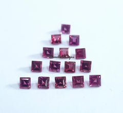 3MM, 4MM, 5MM Natural Rhodolite Garnet Faceted Square Cut Gemstone, AAA Pink Garnet faceted Square Loose Calibrated Stone for jewelry