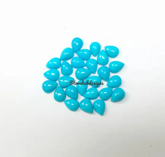 2x3MM, 3x4MM Natural Turquoise Cabochon Pear Gemstone, AAA Sleeping beauty Turquoise Smooth Pear Cabs Stone for Fine Jewelry