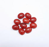 6x8MM, 7x9MM Natural Italian Coral Oval Cabochon Loose Gemstone, AAA Red Coral Smooth Oval Flat Back Cabochon Gemstone for jewelry