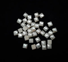 3MM, 4MM Natural Fresh Water White Pearl Square Cabochon Gemstone, AAA White Pearl Square Flat back Cabochon Loose Stone For Jewelry