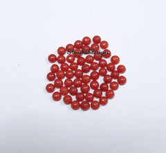 3MM, 3.50MM Natural Coral Round Cabochon Gemstone, AAA Italian Coral Smooth Round Flat back Cabochon Gemstone For Jewelry