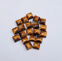 4MM, 5MM, 6MM Natural Tiger Eye Cabochon Square Gemstone, AAA TIGER Eye Smooth Square Cabochon Loose Gemstone For Jewelry