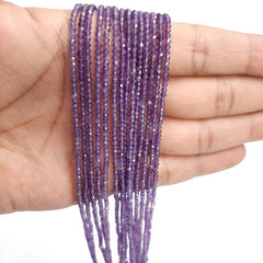 2-2.50MM Natural Amethyst Micro cut Faceted Rondelle Beads, AAA Tiny purple Gemstone Beads Amethyst faceted rondelle beads for jewelry