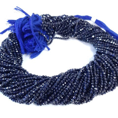 2-2.50MM Natural Blue Sapphire Faceted Rondelle Beads | Gemstone Beads 13 inch Strand | AAA Blue Sapphire Precious Gemstone Faceted Beads