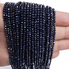2-2.50MM Natural Blue Sapphire Faceted Rondelle Beads | Gemstone Beads 13 inch Strand | AAA Blue Sapphire Precious Gemstone Faceted Beads