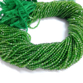 2-2.50MM Natural Chrome Diopside Faceted Rondelle Beads, AAA Laser Diamond Cut Micro Faceted Green Beads For Jewelry