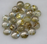 5MM, 6MM Natural Golden Rutile Quartz Round Cabochon Gemstone, AAA Quality Rutile Quartz Smooth Round Cabochon For Jewelry Making