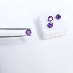 3MM, 4MM, 5MM Natural Amethyst Faceted Round Cut Gemstone, AAA Quality Amethyst Round Cut Sizes for Jewelry Making