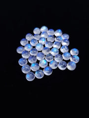 11MM, 12MM, 13MM Natural Moonstone Round flat back Cabochon Stone, AAA Moonstone Blue Fire Flash Smooth Round Cabs Stone For Jewelry
