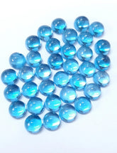 3MM, 4MM, 5MM, 6MM, 7MM, 8MM Natural Swiss Blue Topaz Round flat back Cabochon Gemstone, AAA Swiss Topaz Smooth Round For Jewelry making