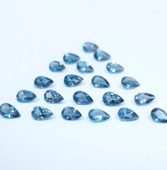 3x5MM, 4x6MM Natural London Blue Topaz faceted Pear Gemstone, AAA London Topaz Pear Faceted Loose Calibrated Cut Gemstone for Jewelry