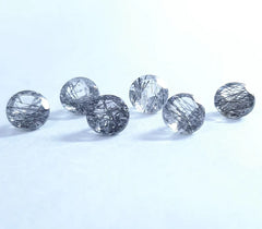 Natural Black Rutile Quartz Faceted Round Cut Gemstone, AAA Black Rutile Quartz faceted Round Cut Loose Calibrated Gemstone For Jewelry