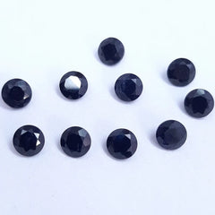 4MM, 5MM Natural Black Sapphire faceted Round Cut Gemstone, AAA Quality Loose Black Sapphire Round Cut Precious Gemstones For Jewelry