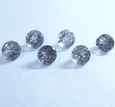 9MM, 10MM Natural Black Rutilated Quartz Faceted Round Top Quality, AAA Black Rutile Quartz faceted round cut For Jewelry