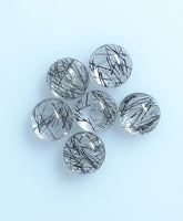 Natural Black Rutilated Quartz Round Cabochon Gemstone, AAA Black Rutile Quartz Smooth Round Flat back Cabochon For Jewelry