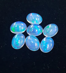Natural Ethiopian Opal Oval Cabochon Gemstone, AAA Multi Fire Opal Smooth Oval Loose Calibrated Flat Back Cabochon Gemstone For Jewelry