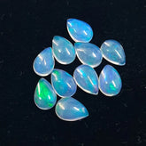 4x5MM, 4x6MM, 5x7MM Natural Ethiopian Opal Pear Cabochon Gemstone, AAA Multi Flashy Fire Ethiopian Opal Smooth Pear Loose Stone For jewelry