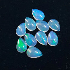 4x5MM, 4x6MM, 5x7MM Natural Ethiopian Opal Pear Cabochon Gemstone, AAA Multi Flashy Fire Ethiopian Opal Smooth Pear Loose Stone For jewelry