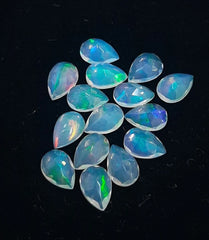 3X5MM, 4X5MM, 4X6MM, 5X7MM Natural Ethiopian Opal Faceted Pear cut, AAA Multi fire Ethiopian opal Pear Calibrated Size loose gemstone