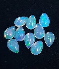 4x5MM, 4x6MM, 5x7MM Natural Ethiopian Opal Pear Cabochon Gemstone, AAA Multi Flashy Fire Ethiopian Opal Smooth Pear Loose Stone For jewelry