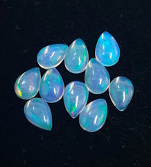 4x5MM, 4x6MM, 5x7MM Natural Ethiopian Opal Pear Cabochon Gemstone, AAA Multi Flashy Fire Ethiopian Opal Smooth Pear Loose Stone For jewelry