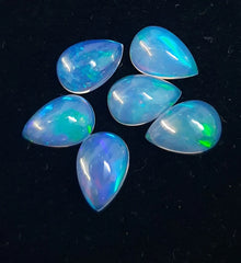 6x8MM, 7x9MM Natural Ethiopian Opal Pear Cabochon Gemstone, AAA Multi Fire Ethiopian Opal Smooth Pear Cabs Loose Gemstone for Jewelry
