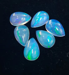6x8MM, 7x9MM Natural Ethiopian Opal Pear Cabochon Gemstone, AAA Multi Fire Ethiopian Opal Smooth Pear Cabs Loose Gemstone for Jewelry