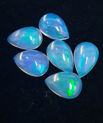 6x8MM, 7x9MM Natural Ethiopian Opal Pear Cabochon Gemstone, AAA Multi Fire Ethiopian Opal Smooth Pear Cabs Loose Gemstone for Jewelry