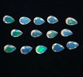 6x8MM, 7x9MM Natural Ethiopian Opal Faceted Pear Cut Gemstone, AAA Multi fire Ethiopian Opal Pear Cut Calibrated loose For Jewelry