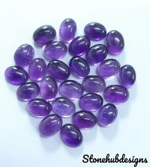 6X8MM, 7X9MM, 8X10MM, 9X11MM Natural Amethyst Cabochon Oval Gemstone, AAA Purple Amethyst Smooth Oval Cabs Stone For Jewelry